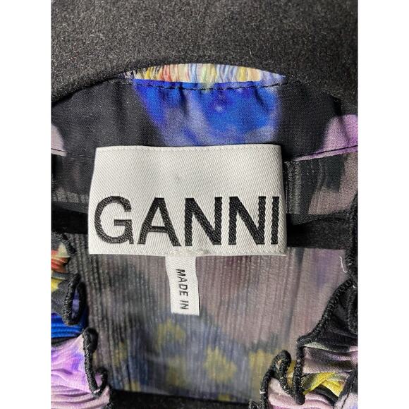 GANNI Pleated Floral Georgette Blouse Women's 34 US 2 Sleeveless V-Neck Boho - Picture 4 of 9